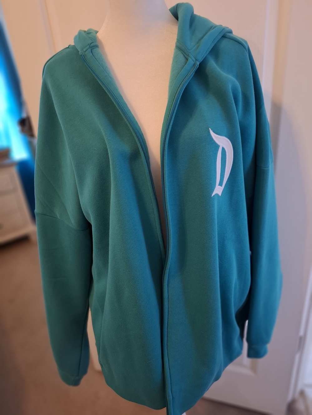 Disney Teal Zip Hooded Jacket with White 'D' Logo